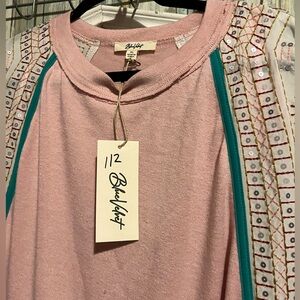 BlueVelvet Pink and Teal Tank Tunic Embellished Around Arms